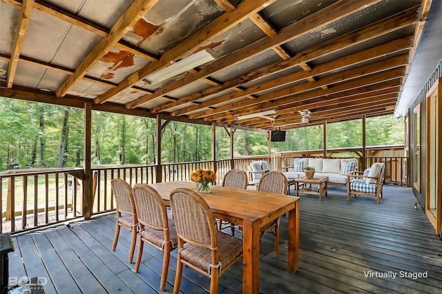 4382 Circle Square Dr, Mooringsport, LA 71060 - sunroom featuring an outdoor living space and outdoor dining area