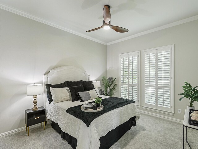 4033 Oakhaven Dr, Plano, TX 75093 - bedroom with light colored carpet, baseboards, crown molding, and multiple windows