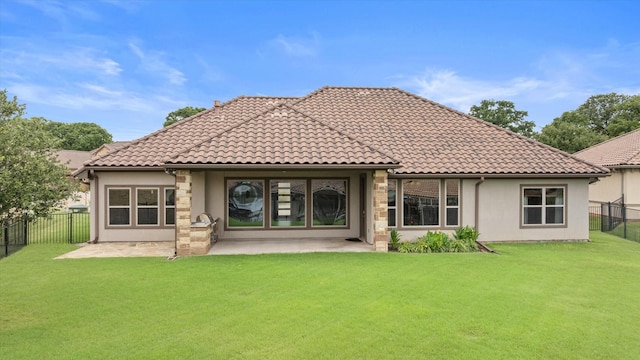 1209 Catalina Bay Blvd, Granbury, TX 76048 - rear view of property with stucco siding, a patio area, a tiled roof, and stone siding