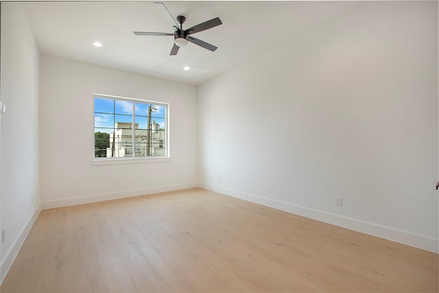 1903 Mcbroom St, Dallas, TX 75212 - empty room with light wood finished floors, baseboards, recessed lighting, and ceiling fan