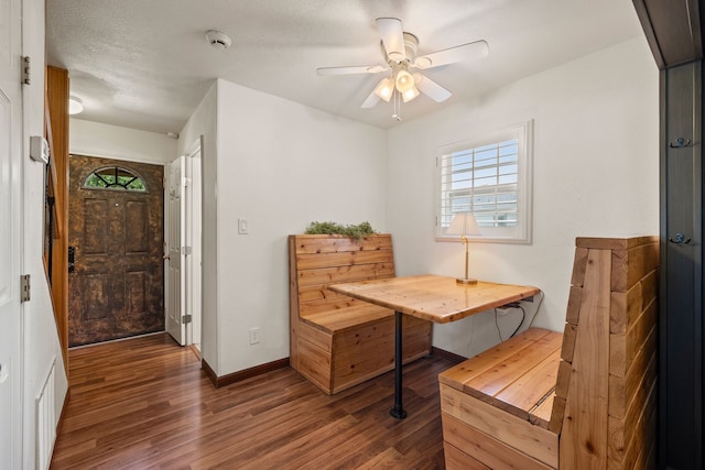 400 Titus St, Mckinney, TX 75069 - home office with dark wood-style floors, ceiling fan, and baseboards