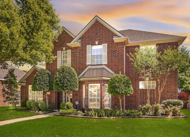 1213 Sonoma Dr, Allen, TX 75013 - view of front of property featuring brick siding, a front lawn, and a shingled roof
