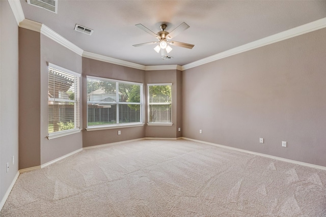 1213 Sonoma Dr, Allen, TX 75013 - empty room with light colored carpet, ceiling fan, crown molding, and baseboards