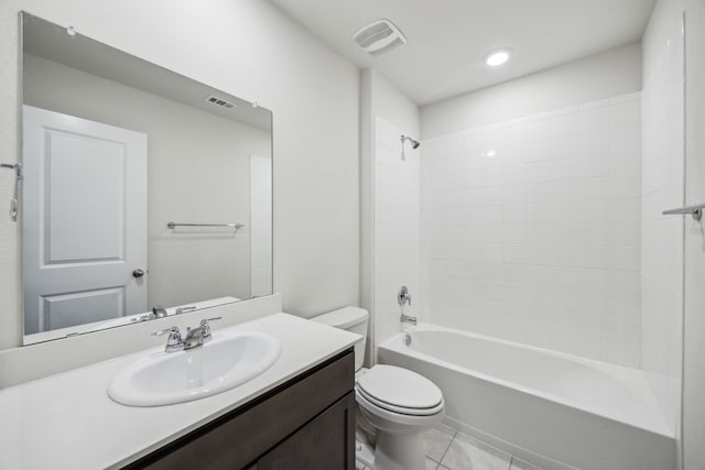913 Alton Dr, Aubrey, TX 76227 - full bath featuring vanity, shower / bathtub combination, and tile patterned flooring
