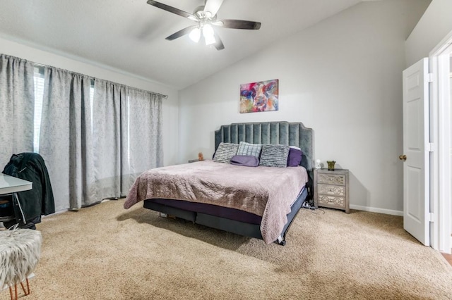 238 Browning Ln, Grand Prairie, TX 75052 - carpeted bedroom with lofted ceiling, multiple windows, and ceiling fan