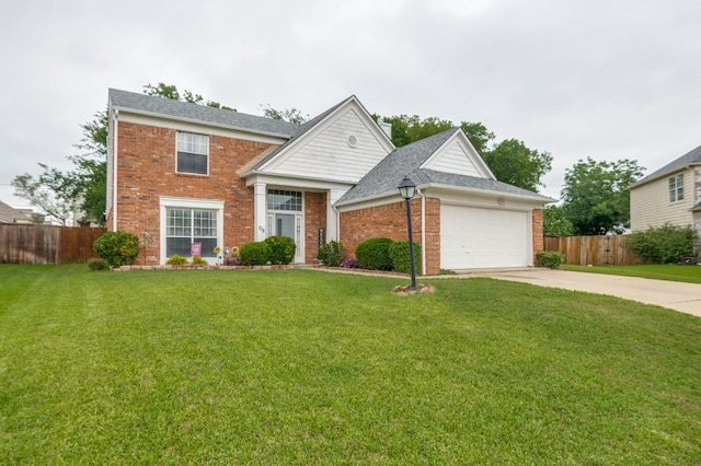 238 Browning Ln, Grand Prairie, TX 75052 - traditional home with concrete driveway, brick siding, a garage, and a shingled roof
