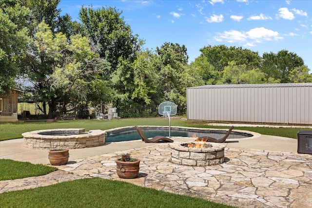 2809 Rock Church Hwy, Tolar, TX 76476 - view of patio with an outdoor fire pit