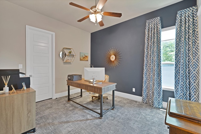 4350 Bristleleaf Ln, Prosper, TX 75078 - office with ceiling fan, carpet flooring, and baseboards