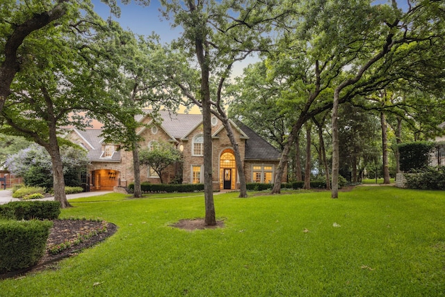 1260 Stanhope Ct, Southlake, TX 76092 - view of front of house with a front yard, stone siding, and brick siding