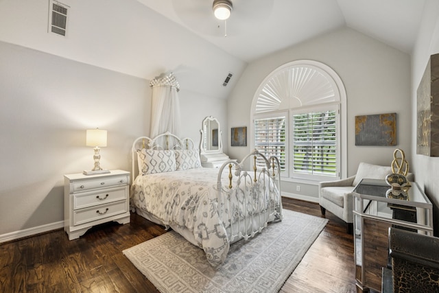 1260 Stanhope Ct, Southlake, TX 76092 - bedroom with lofted ceiling, dark wood-style flooring, and ceiling fan