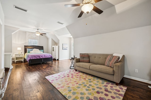 1260 Stanhope Ct, Southlake, TX 76092 - bedroom with wood finished floors, vaulted ceiling, and ceiling fan