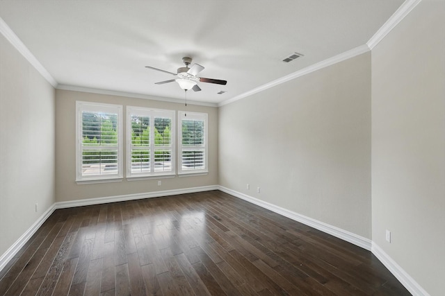 2866 Milsons Point Dr, Trophy Club, TX 76262 - spare room with a ceiling fan, dark wood-style floors, and crown molding