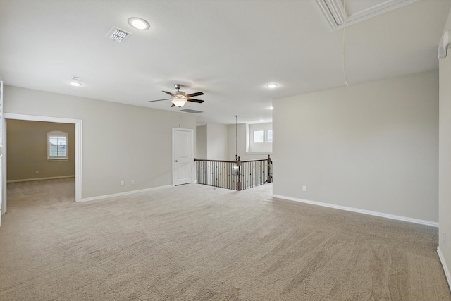 2866 Milsons Point Dr, Trophy Club, TX 76262 - unfurnished room with attic access, a ceiling fan, recessed lighting, and carpet floors
