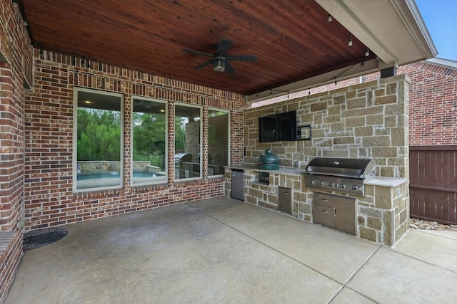 2866 Milsons Point Dr, Trophy Club, TX 76262 - view of patio / terrace with an outdoor kitchen and ceiling fan