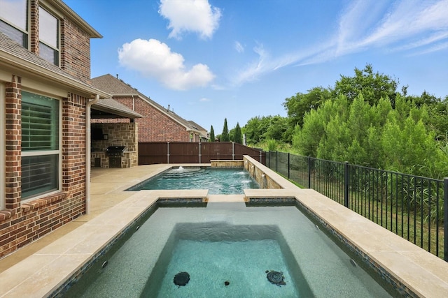 2866 Milsons Point Dr, Trophy Club, TX 76262 - view of pool featuring an in-ground hot tub, a patio, area for grilling, and a fenced backyard