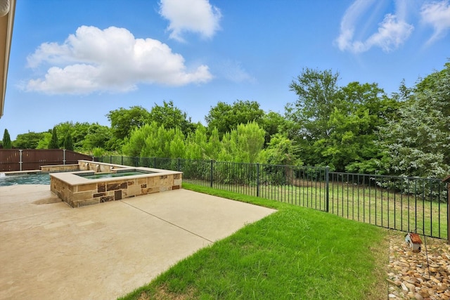 2866 Milsons Point Dr, Trophy Club, TX 76262 - fenced backyard featuring an in-ground hot tub and a patio area