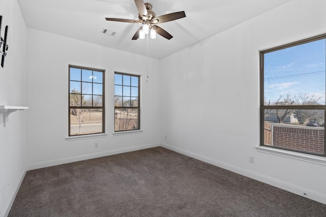 2213 Windy Hill Ln, Waxahachie, TX 75167 - spare room with carpet, a ceiling fan, and baseboards