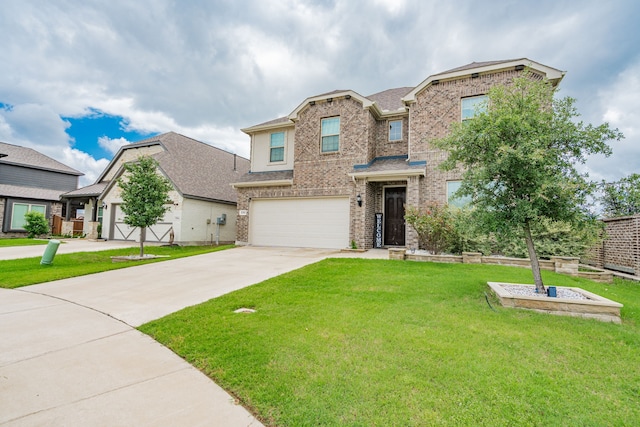 2702 Willow Ln, Melissa, TX 75454 - view of front of property with a front lawn, concrete driveway, a garage, and brick siding