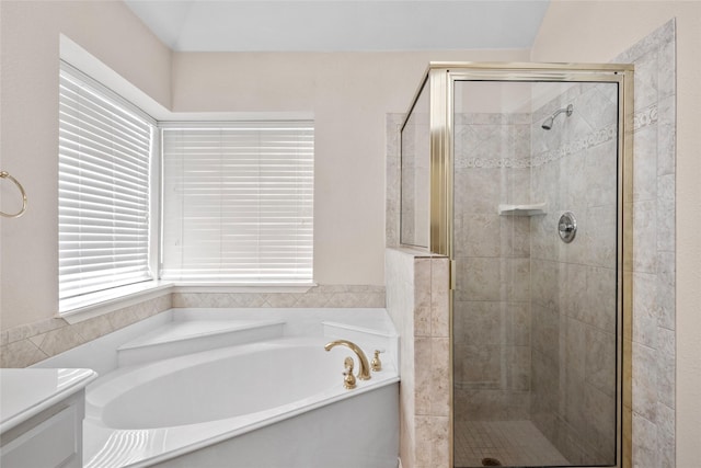 6705 Rolling Hills Dr, North Richland Hills, TX 76182 - full bath featuring a bath, a stall shower, and vanity