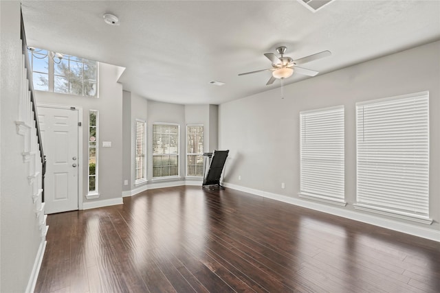 313 Wallford Ln, Lake Dallas, TX 75065 - entrance foyer with baseboards, ceiling fan, and wood finished floors