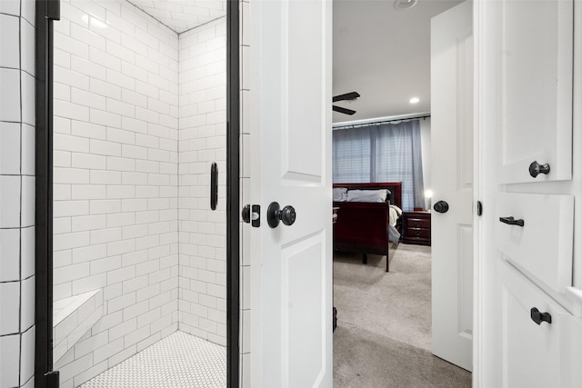 803 S Rusk St, Gainesville, TX 76240 - ensuite bathroom featuring a stall shower and recessed lighting