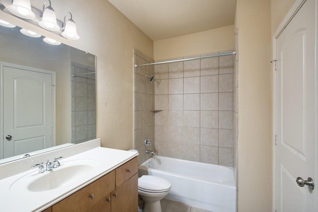 6624 Federal Hall St, Plano, TX 75023 - full bathroom with vanity, toilet,  shower combination, and tile patterned flooring