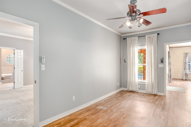 1321 Anniston Ave, Shreveport, LA 71105 - spare room with ceiling fan, crown molding, baseboards, and light wood finished floors