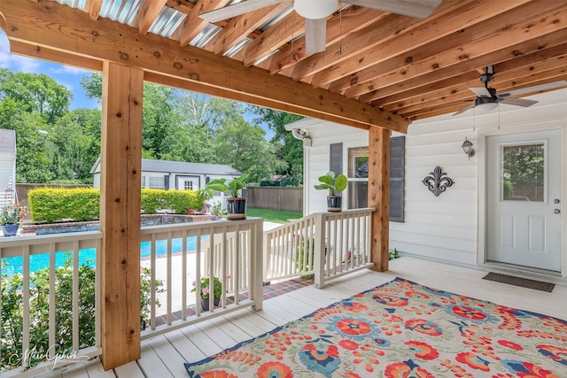 1321 Anniston Ave, Shreveport, LA 71105 - wooden deck featuring a ceiling fan