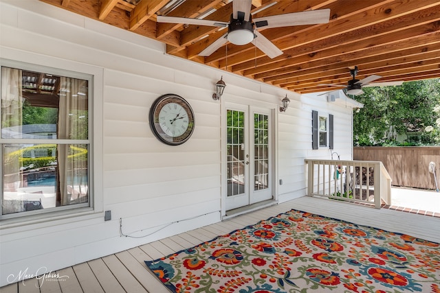 1321 Anniston Ave, Shreveport, LA 71105 - wooden deck featuring ceiling fan and french doors