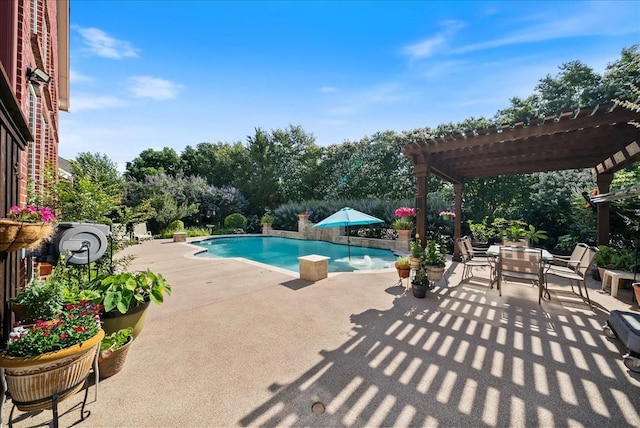 1304 Salsbury Cir, Murphy, TX 75094 - outdoor pool featuring a pergola, a patio, and outdoor dining space