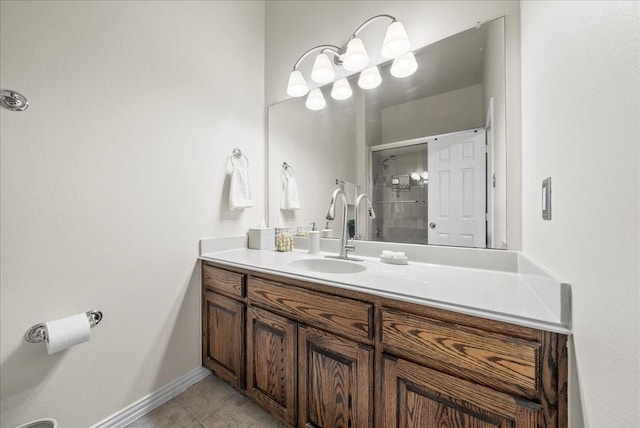 1304 Salsbury Cir, Murphy, TX 75094 - bathroom featuring vanity, a shower stall, and tile patterned flooring