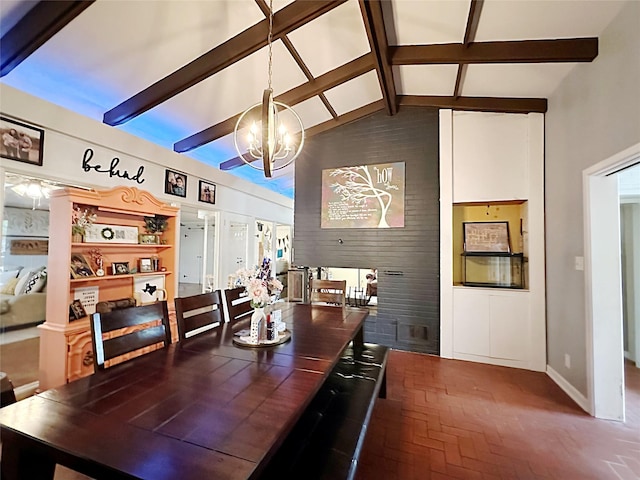 4098 Avondale St, Abilene, TX 79605 - dining room with a chandelier, brick floors, and baseboards
