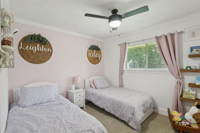 9 Chimney Rock Dr, Trophy Club, TX 76262 - bedroom featuring ornamental molding, carpet, and ceiling fan