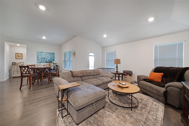 2212 Rosemary Way, Anna, TX 75409 - living room with wood finished floors, lofted ceiling, recessed lighting, and baseboards