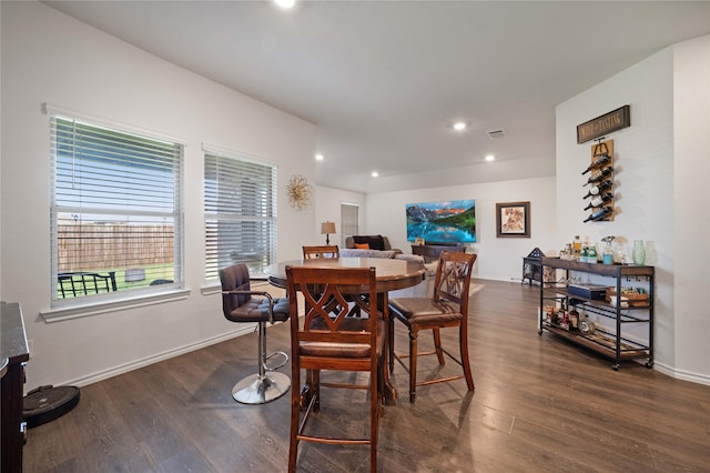 2212 Rosemary Way, Anna, TX 75409 - dining room featuring dark wood-style floors, recessed lighting, and baseboards