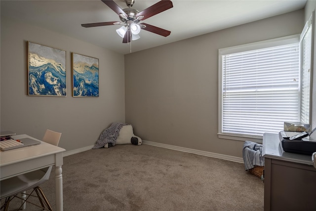 1306 S Oak Cliff Blvd, Dallas, TX 75208 - carpeted office with a ceiling fan, baseboards, and plenty of natural light
