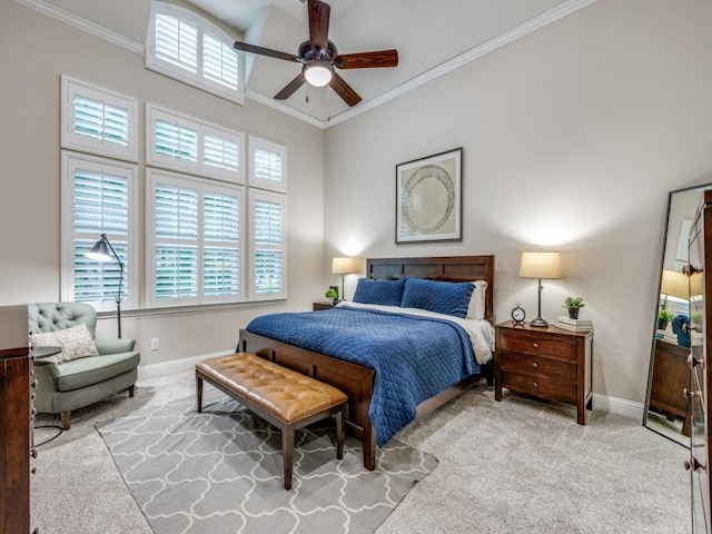5717 Dr Kenneth Cooper Dr, Mckinney, TX 75070 - bedroom featuring crown molding, baseboards, carpet floors, and a ceiling fan