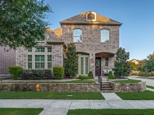 5717 Dr Kenneth Cooper Dr, Mckinney, TX 75070 - french country style house featuring brick siding and a front lawn