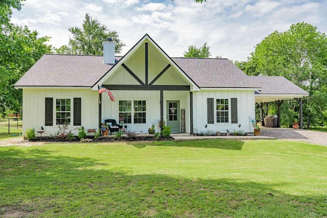 13530 Hiram Rd, Wills Point, TX 75169 - view of front of property featuring a shingled roof, a chimney, and board and batten siding