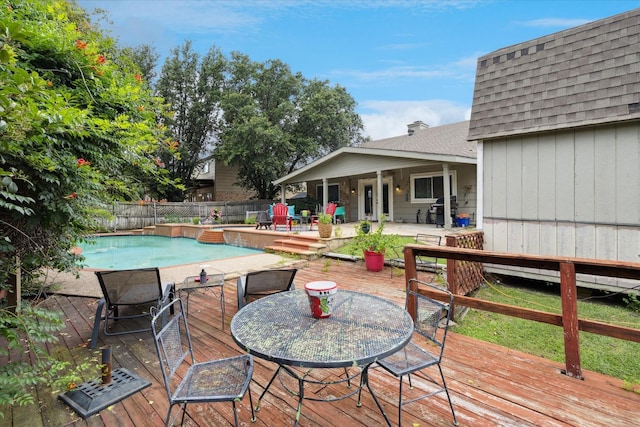5020 Timber Creek Rd, Flower Mound, TX 75028 - wooden terrace featuring a fenced backyard, a patio area, area for grilling, and outdoor dining area