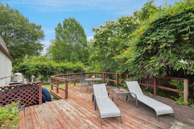 5020 Timber Creek Rd, Flower Mound, TX 75028 - wooden deck featuring outdoor dining area and a fenced backyard