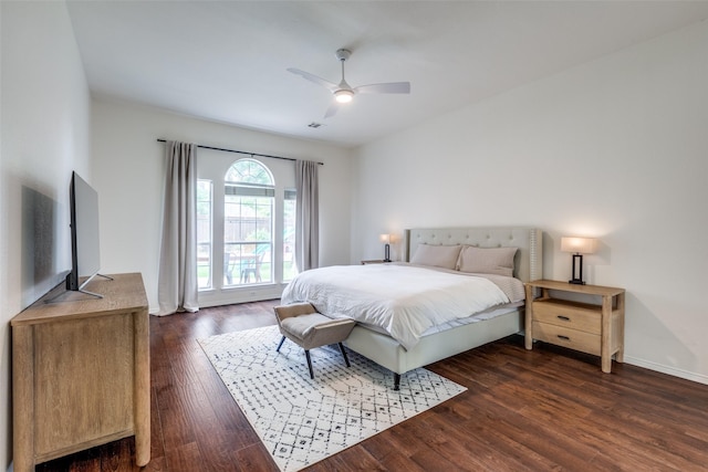 7905 Cherry Creek Dr, Plano, TX 75025 - bedroom featuring dark wood-type flooring and ceiling fan
