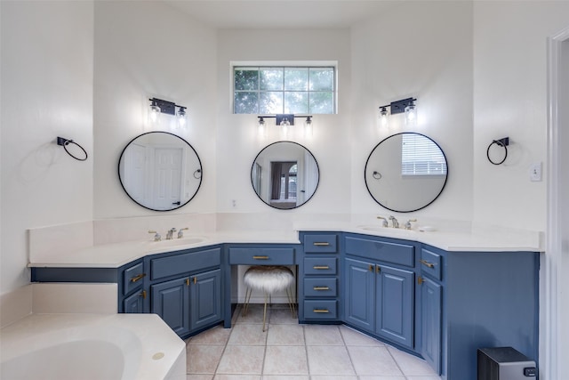 7905 Cherry Creek Dr, Plano, TX 75025 - full bathroom featuring tile patterned floors, double vanity, and a bathtub