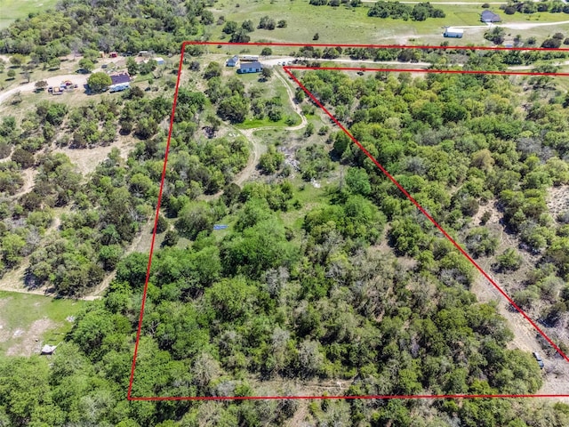 6980 Prather Rd, Springtown, TX 76082 - overview of rural landscape with property parcel outlined