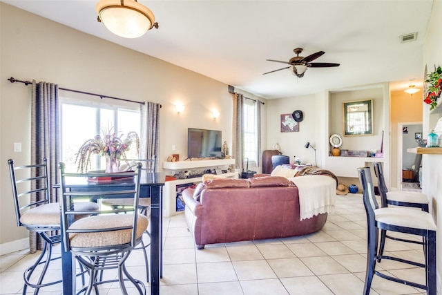 6980 Prather Rd, Springtown, TX 76082 - living area featuring a ceiling fan and light tile patterned flooring