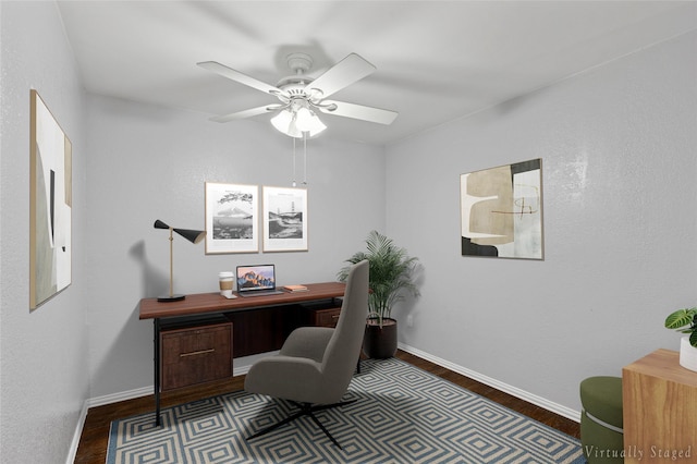 17820 Windflower Way Unit 503, Dallas, TX 75252 - home office with wood finished floors, ceiling fan, and baseboards
