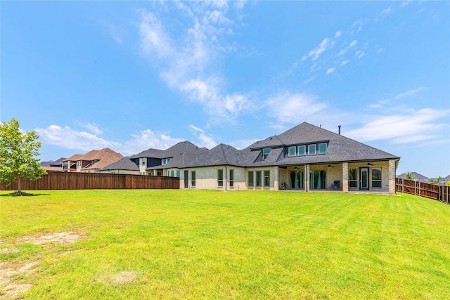 2130 Lassen Dr, Prosper, TX 75078 - rear view of property featuring ceiling fan and brick siding
