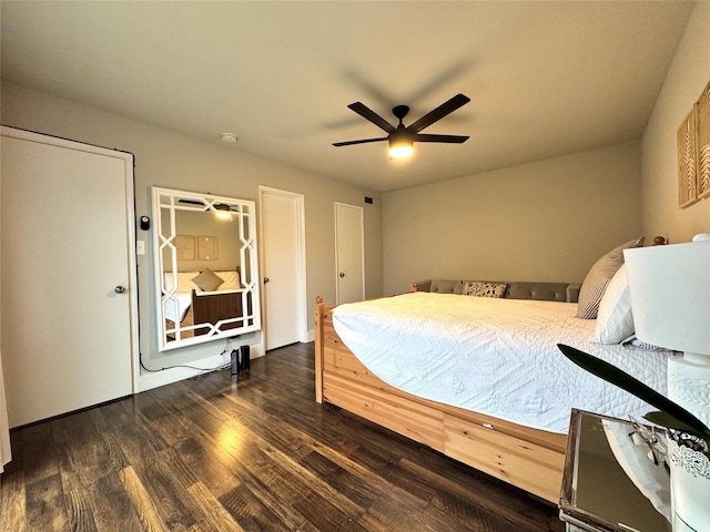 6014 Mcafee Dr, The Colony, TX 75056 - bedroom featuring wood finished floors and a ceiling fan