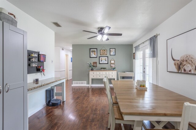 502 E Alexander Ln, Euless, TX 76040 - dining space featuring dark wood-type flooring and a ceiling fan