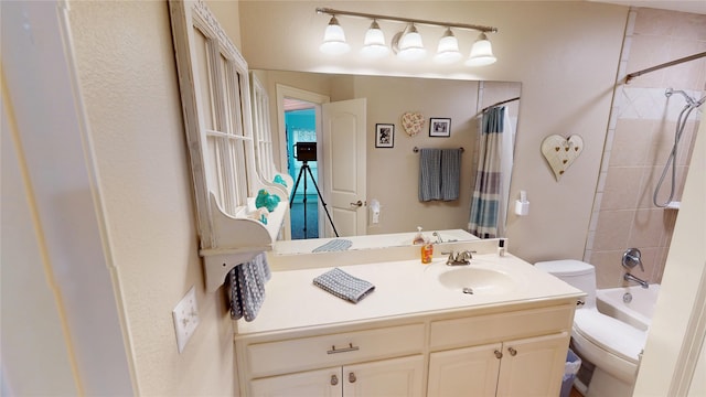 2916 Wilsonwood Way S, Sherman, TX 75092 - bathroom featuring toilet, vanity, and shower / bath combination with curtain